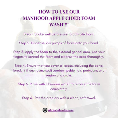 Manhood Apple Cider Foam Wash - pH Balancing Men's Wash with Tea Tree Oil - Rids Bad Odor, Build-up, Itching, Irritation & Bad Odor