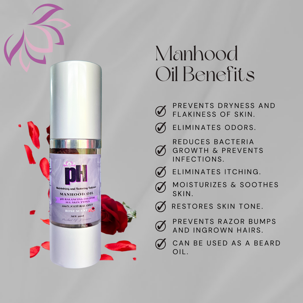 Manhood Oil -Natural Men’s Intimate Moisturizing Oil for Odor Control, pH Balance & Comfort