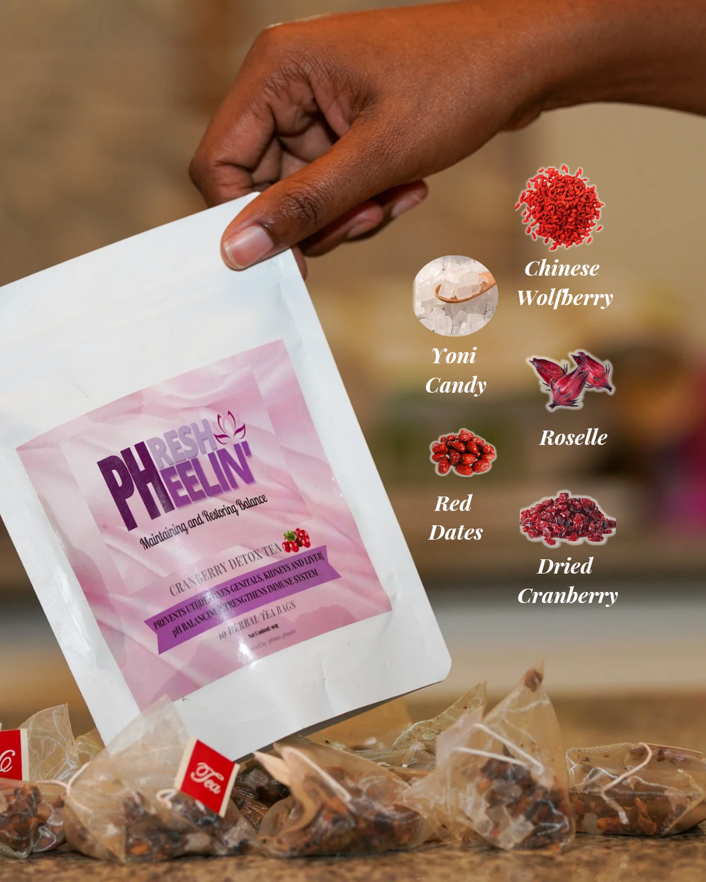 Cranberry Detox Tea - Natural UTI, Urinary Tract, pH Balance & Daily Detox Support