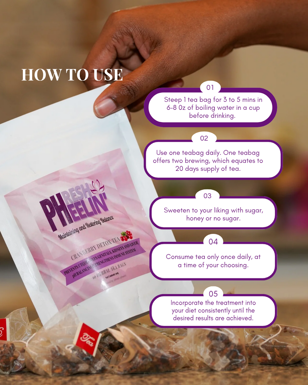 Cranberry Detox Tea - Natural UTI, Urinary Tract, pH Balance & Daily Detox Support